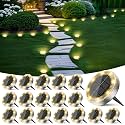 Peasur Solar Ground Lights Outdoor, 18 Pack Flat Solar Powered Disc Lights, IP68 Waterproof, Anti-Rust, Landscape Lighting for Pathway Garden Yard Lawn Walkway Landscape Driveway, Mini, Warm White