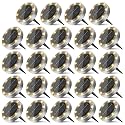 Peasur Solar Ground Lights Outdoor, 24 Pack Flat Solar Powered Disc Lights, IP68 Waterproof, Anti-Rust, Landscape Lighting for Pathway Garden Yard Lawn Walkway Landscape Driveway, Warm White
