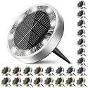 Peasur Solar Ground Lights Outdoor, 24 Pack Flat Solar Powered Disc Lights, IP68 Waterproof, Anti-Rust, Landscape Lighting for Pathway Garden Lawn Walkway Landscape Driveway, Warm White+Cool White
