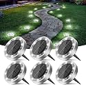 Peasur Solar Ground Lights Outdoor, 6 Pack Flat Solar Powered Disc Lights, IP68 Waterproof, Anti-Rust, Landscape Lighting for Pathway Garden Yard Lawn Walkway Landscape Driveway, Mini, Cool White