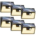 Peasur Solar Motion Lights Outdoor Waterproof [6 Pack/140LED], Warm White Solar Outdoor Lights Dusk to Dawn, 3 Modes Solar Fence Lights Security Lighting for Garden Yard Stair Outside