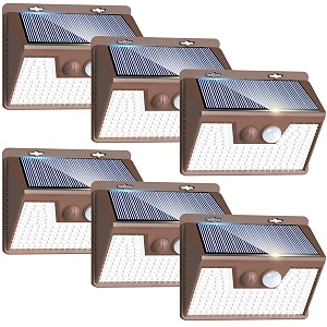 peasur solar lights outdoor waterproof 6 pack140ledbrown ultra-bright 3 mode solar motion fence lights solar wall lights security lighting for patio yard step house outside