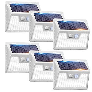 peasur solar lights outdoor waterproof 6pack 140led ultra-bright solar motion sensor lights 3 modes solar powered fence lights solar security wall lights for garden yard outsidecool white