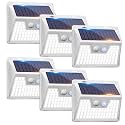 Peasur Solar Lights Outdoor Waterproof, 6Pack 140LED Ultra-Bright Solar Motion Sensor Lights, 3 Modes Solar Powered Fence Lights, Solar Security Wall Lights for Garden Yard Outside(Cool White)
