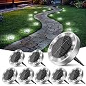 Peasur Solar Lights Outdoor Waterproof, 8 Pack Solar Powered Ground Lights Outdoor, IP68 Waterproof, Anti-Rust, Solar Garden Lights Landscape Lighting for Pathway Yard Lawn Walkway Driveway,Cool White