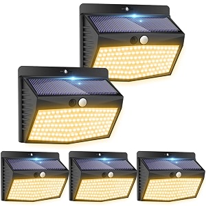peasur warm white solar lights for outdoor use with motion sensor pack of 5 138 led spotlights with motion sensor outdoor 3 modes ip65 waterproof motion sensor outdoor solar for garden