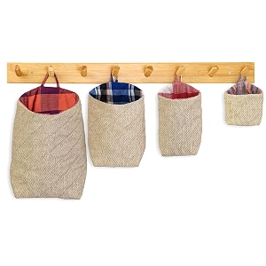 pec eco friendly fabric pod  small amp cute jute hanging organizer for home  office  kitchen  hostel  study area  car combo  pack of 4