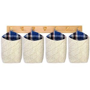 pec eco friendly fabric pod  small amp cute dcor  multipurpose indoor hanging organizer  home  office  kitchen  hostel  study area  car  mobile  jute fabric l  pack of 4