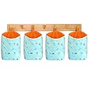 PEC Eco Friendly Fabric Pod | Small Cotton Hanging Organizer for Home | Office | Hostel | Car | Mobile (L | Pack of 4)