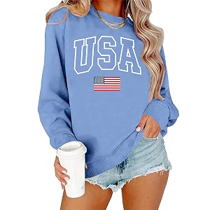 PECHAR USA Sweatshirt Women American Flag Sweater