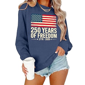 PECHAR USA Sweatshirt Women American Flag Sweater