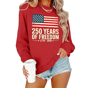 PECHAR USA Sweatshirt Women American Flag Sweater