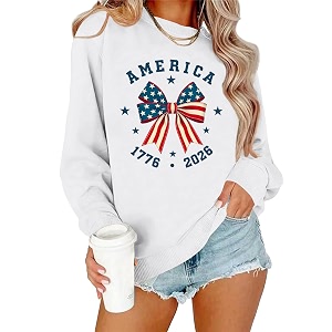 PECHAR USA Sweatshirt Women American Flag Sweater