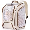 Pecute Cat Backpack Carrier, Spacious &amp; Breathable Pet Backpack, Khaki