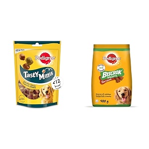 pedigree tasty minis treats for adult dogs chicken amp duck flavour chunks 130gamppedigree biscrok biscuits treats for dog above 4 months lamb flavour 500g