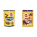 Pedigree Tasty Minis Treats for Adult Dogs, Chicken &amp; Duck Flavour Chunks, 130g&amp;Pedigree Meat Jerky Treats for Adult Dogs, Roasted Lamb Flavour, 80g Pouch