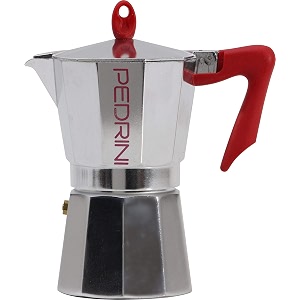 pedrini 9 cups espresso coffee pot polished aluminium