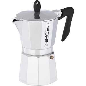 pedrini- italy aluminium moka pot 6 cup coffee makermocha potstovetop coffee maker product from italy since 1941 black 6 cup