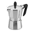 PEDRINI-Italy Aluminium Moka Pot 3 Cup Coffee Maker/Mocha Pot/Stovetop Coffee Maker ; Product from Italy, Since 1941. (Black, 3 cup)