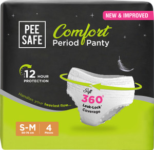 pee safe comfort period panties s-m 360 degree protection sanitary pad pack of 4