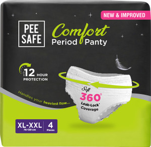 pee safe period panty for women disposable xl-xxl super absorbent 360 degree protection sanitary pad pack of 4