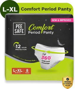 pee safe comfort period panties l-xl leak proof sanitary pad pack of 8