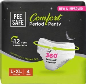 pee safe full coverage leak-proof period panty l-xl sanitary pad pack of 4