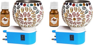 peepalcomm 2 set plug in electric camphor diffuser lampwith 2 oil free 20 mlk1 diffuser set aroma oil pp-lamp with 2 aroma fragrance oil free pattern design can be differ shipped as per availablity k1