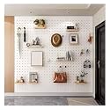 Peg Board,Pegboard Panels, Pegboard Combination Kit 16 Mm Thick Wooden Pegboard Wall Mounted Peg Boards Organizer(White,60x80cm)