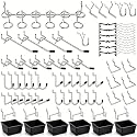 Pegboard Hooks Assortment, for Organizing Various Tools, with Pegboard Bins, 107 PCS, 48 of Which are Locks