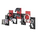 PEGZONE Controller and Headphone Holder Wall Mount, 7pcs, Black &amp; Red