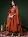 Pehnura Embroidered Anarkali Kurta Bottom Dupatta