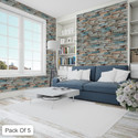 Peijinsart 77 cm x 70 cm Decorative Embossed Wallpaper (Blue, Brown, Beige, Pack of 5)