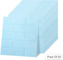 Peijinsart 77 cm x 70 cm Decorative Embossed Wallpaper (Blue, Pack of 20)