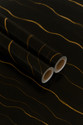 Peijinsart 200 cm x 60 cm Waterproof Decorative Vinyl Wallpaper (Black, Gold, Pack of 2)