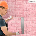 Peijinsart 77 cm x 70 cm Decorative Embossed Wallpaper (Pink, Pack of 15)