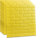 Peijinsart 77 cm x 70 cm Decorative Embossed Wallpaper (Yellow, Pack of 5)