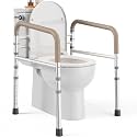 PELEGON Toilet Safety Rails (350 lb) - Adjustable Toilet Safety Frame & Rails, Toilet Safety Rail for Elderly Adults, Toilet Handles for Seniors, Toilet Bars for Elderly, Disabled & Handicap - Beige
