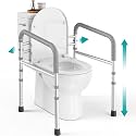 PELEGON Toilet Safety Rails (350 lb) - Adjustable Toilet Safety Frame & Rails, Toilet Safety Rail for Elderly Adults, Toilet Handles for Seniors, Toilet Bars for Elderly, Disabled & Handicap - Grey