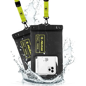 pelican 2 pack marine waterproof phone pouch xl - blackhi-vis yellow