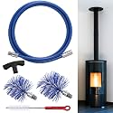 Pellet Stove Cleaning Brush Kit, Flexible Rod, 10ft/3"&4" Brush Head, Blue