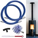 Pellet Stove Cleaning Brush Kit, Flexible Rod, 20ft/4" Brush Head, Blue