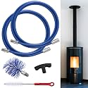 Pellet Stove Cleaning Brush Kit, Flexible Rod, 20ft/3" Brush Head, Blue