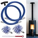 Pellet Stove Cleaning Brush Kit, Flexible Rod, 20ft/3"&4" Brush Head, Blue