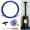 Pellet Stove Cleaning Brush Kit, Flexible Rod, 10ft/4" Brush Head, Blue