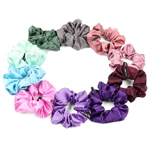 satin scrunchies for women girls same 10 colors as shown scrunchy hair bands rubber band accessories ties best gift for sister mother girlfriend regular size light pack of 10