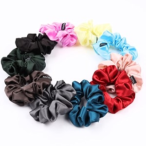 satin scrunchies for women girls same 10 colors as shown scrunchy hair bands rubber band accessories ties best gift for sister mother girlfriend regular size light pack of 10