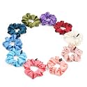 Satin Scrunchies For Women Girls, Same 10 Colors as Shown Scrunchy Hair Bands, Rubber Band, Accessories ties, Best Gift for Sister Mother Girlfriend, Regular Size, Light, Pack of 10