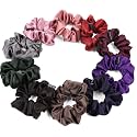 Satin Scrunchies For Women Girls, Same 10 Colors as Shown Scrunchy Hair Bands, Rubber Band, Accessories ties, Best Gift for Sister Mother Girlfriend, Regular Size, Light, Pack of 10