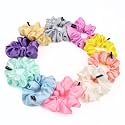 Satin Scrunchies For Women Girls, Same 10 Colors as Shown Scrunchy Hair Bands, Rubber Band, Accessories ties, Best Gift for Sister Mother Girlfriend, Regular Size, Light, Pack of 10